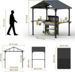 Close-up of the heavy-duty aluminum frame of the BBQ gazebo for stability in strong winds.