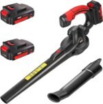 The MZK garden tools cordless leaf blower, designed for efficient leaf removal with 5-speed settings.