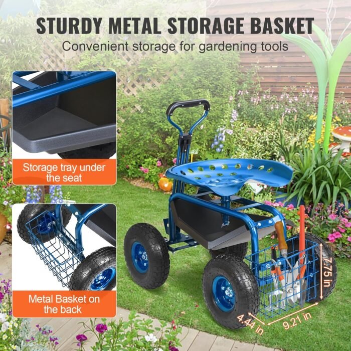 VEVOR Garden Tools stool with reinforced steel construction, perfect for outdoor gardening.