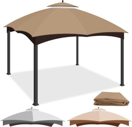 Close-up of the gazebo canopy made of UV-protected, water-resistant polyester fabric.
