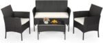The 3-piece patio furniture set with wicker rattan chairs and a glass table, perfect for outdoor settings.
