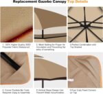 Replacement gazebo canopy for Lowe’s 10x12 Allen Roth gazebo, offering UV and water protection.