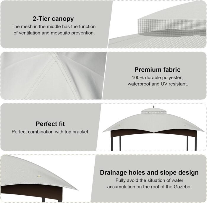 The easy-to-install replacement gazebo canopy fitting perfectly onto the frame.