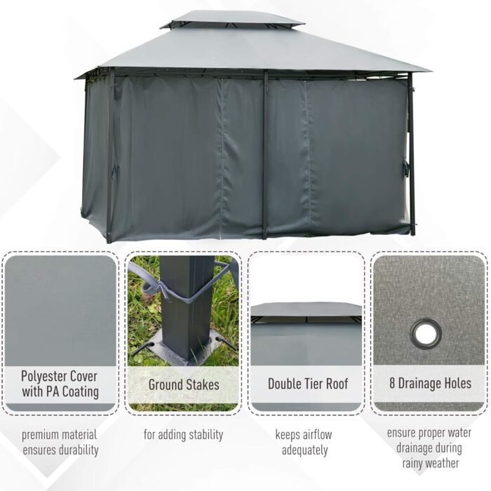 Durable steel frame of the Gazebo Canopy, rust-resistant for long-lasting outdoor use.