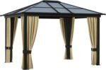 The hardtop gazebo offers ample space for gatherings and patio parties.