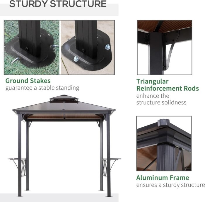 Polycarbonate roof of the BBQ Gazebo Canopy allows smoke and odors to escape efficiently.