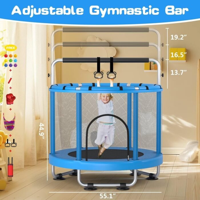 Durable outdoor trampoline for kids with a 360° safety net for extra protection while kids play and jump.