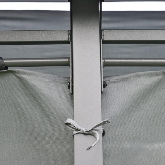 Installation with stakes and included accessories ensures stability for the Gazebo Canopy on patios and lawns.