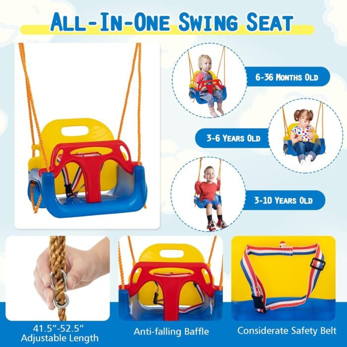 Swing Set for Kids demonstrating the heavy 660 lbs weight capacity, suitable for multiple children playing safely.