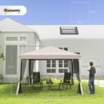 Gazebo interior view highlighting the large 100 square feet of shade, providing room for 10 people and chairs.